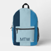 Einfache Farbtöne für die blaue vertikale Streifen Bedruckter Rucksack (Vorderseite)