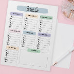 Einfache Farbveränderbare Pinselstriche Wochenplan Notizblock<br><div class="desc">Dieses individuell anpassbare Notizblock ist ideal,  um Ihre Woche behalten organisiert! Mit sieben Spalten für jeden Wochentag und sechs Zeilen für Aufgaben oder Veranstaltungen verpassen Sie niemals einen Beat. Sie können mit dem Bearbeiten-Tool eine andere Farbe auswählen. Behalt deinen Zeitplan im Karo mit diesem praktischen Wochenplaner!</div>