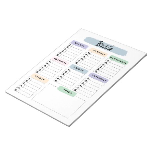 Einfache Farbveränderbare Pinselstriche Wochenplan Notizblock (angewinkelt)