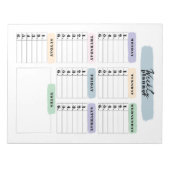 Einfache Farbveränderbare Pinselstriche Wochenplan Notizblock (Vorderseite)