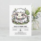 Einfache Farm Sheep Digital Geburtstag Einladung (Stehend Vorderseite)