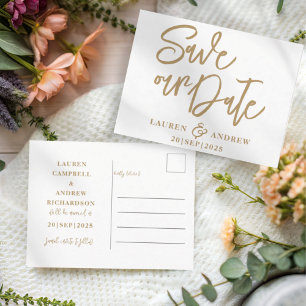 Einfache Faux-Gold-Typografie Save-the-Date-Karte Postkarte