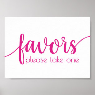 Einfache Favoriten Hot Pink Wedding Party Poster