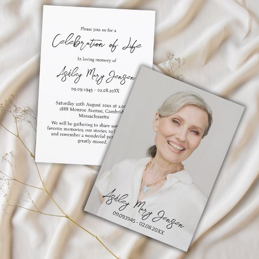 Einfache Feier der Beerdigung des Fotos Leben Einladung