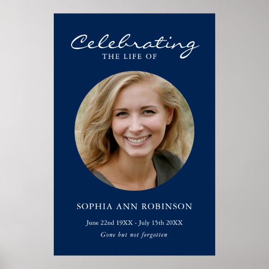 Einfache Feier des Life Foto Memorial Blue Poster (Vorne)