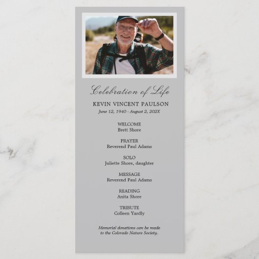 Einfache Feier des Programms "Leben" Programm (Vorderseite)