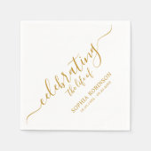 Einfache Feier zur Life Gold Script-Beerdigung Serviette (Vorderseite)