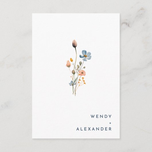 Einfache, feine Elegante Blumendetails Begleitkarte (Rückseite)