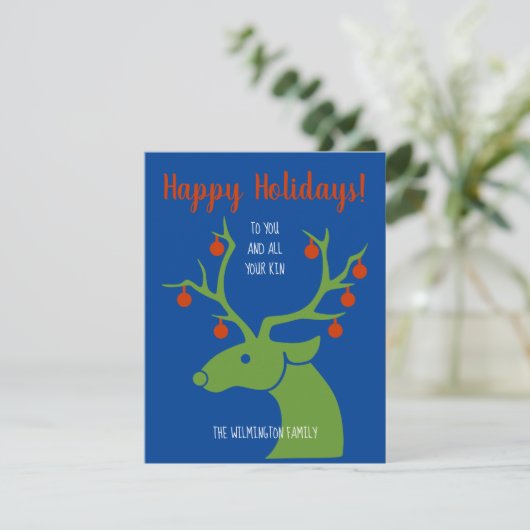 Einfache, feine Grafikstil Weihnachtskarte (Stehend Vorderseite)