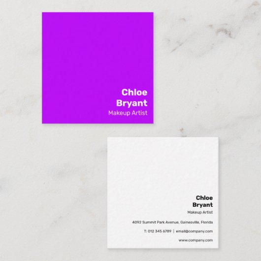 Einfache, feine Lila Moderne Quadratische Visitenkarte (Vorne/Hinten)