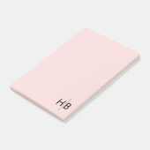 Einfache Feminine Pink & Black Initial Monogramm Post-it Klebezettel (angewinkelt)