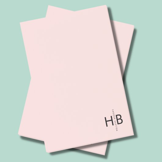 Einfache Feminine Pink & Black Initial Monogramm Post-it Klebezettel