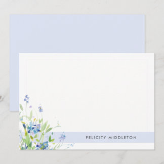 Einfache feminine Wildblumen Hellblau Mitteilungskarte