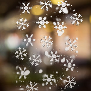 Einfache Fensterverkleidung mit weißen Schneeflock Fensteraufkleber