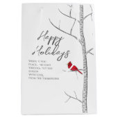 Einfache Ferien Winter Roter Kardinal Birch Tree Mittlere Geschenktüte (Vorderseite)