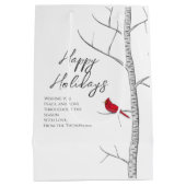 Einfache Ferien Winter Roter Kardinal Birch Tree Mittlere Geschenktüte (Rückseite)