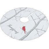 Einfache Ferien Winter Roter Kardinal Birch Tree Polyester Weihnachtsbaumdecke (Schrägansicht)