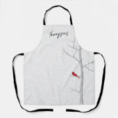 Einfache Ferien Winter Roter Kardinal Birch Tree Schürze (Vorderseite)