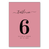 Einfache feste Farbe Dusty Rose Hochzeitstisch Num Tischnummer (Rückseite)