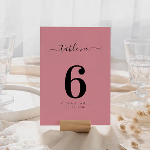Einfache feste Farbe Dusty Rose Hochzeitstisch Num Tischnummer