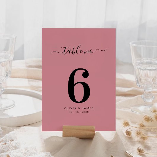 Einfache feste Farbe Dusty Rose Hochzeitstisch Num Tischnummer
