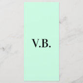 Einfache feste Farbe Name Text Monogramm Menükarte (Rückseite)