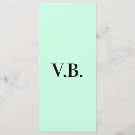 Einfache feste Farbe Name Text Monogramm Menükarte (Vorderseite)