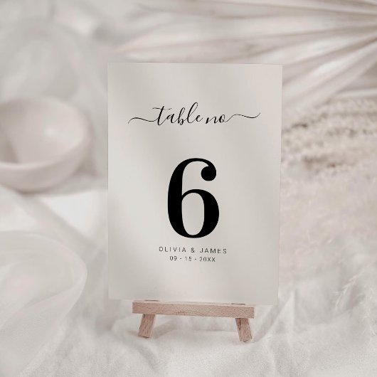 Einfache Festfarbe Off White Hochzeitstischnummer Tischnummer