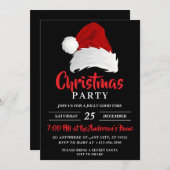 Einfache festliche Weihnachtsmannmütze, schwarzes  Einladung (Vorne/Hinten)