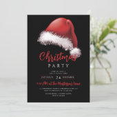 Einfache Festliche Weihnachtsmannmütze Weihnachts- Einladung (Stehend Vorderseite)
