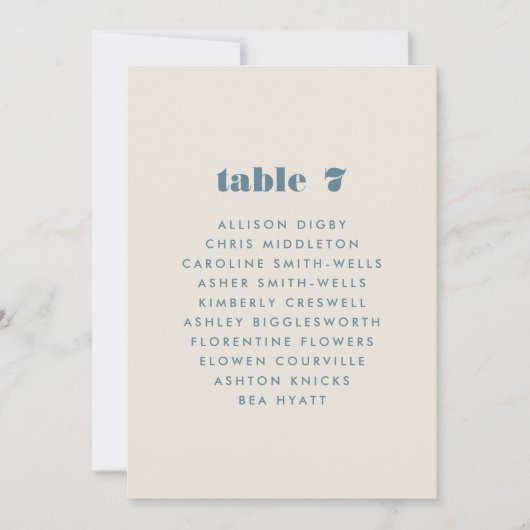 Einfache, fett formatierte Typografie-Tischnummer (Vorderseite)