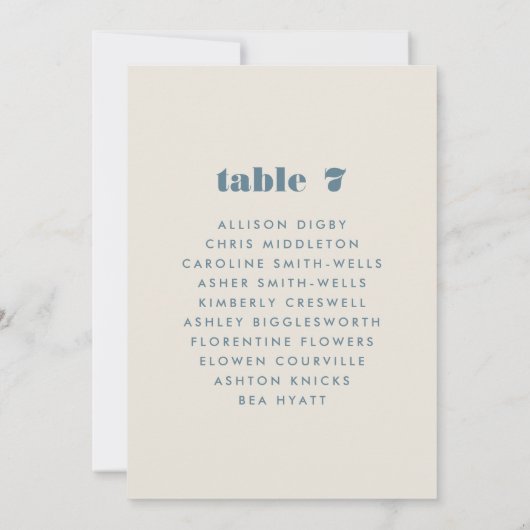 Einfache, fett formatierte Typografie-Tischnummer (Rückseite)