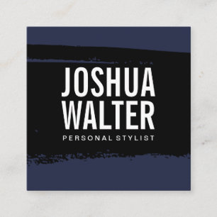 Einfache Fett Text Blau gebürstet Quadratische Visitenkarte