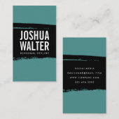 Einfache Fett Text Schwarz Blau Grün Pinsel Visitenkarte (Vorne/Hinten)