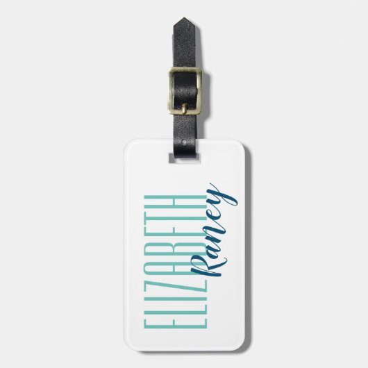 Einfache Fettart Aqua Blue Gepäckanhänger (Vorderseite vertikal)