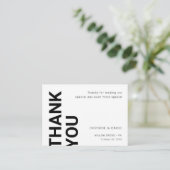 Einfache fette Buchstaben Hochzeitsweiß Danke Kart Begleitkarte (Stehend Vorderseite)