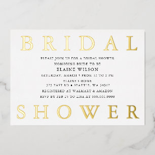 Einfache, fette Buchstaben Moderne Bridal Shower  Folieneinladung