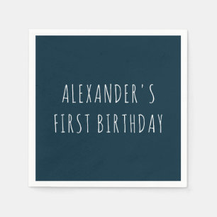 Einfache, fette, dunkelblaue First-Birthday-Party Serviette