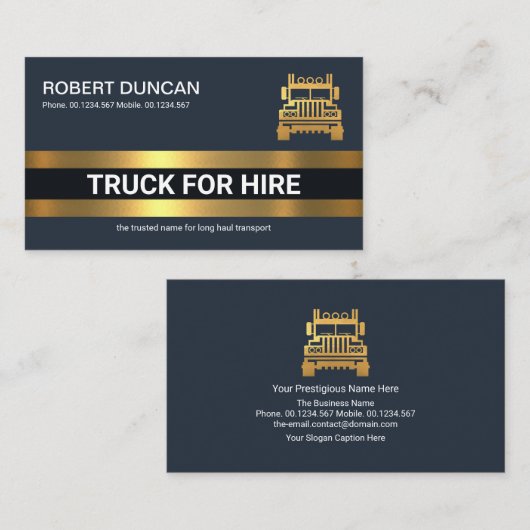 Einfache, fette Gold Line Logistik LKW Transport Visitenkarte (Vorne/Hinten)