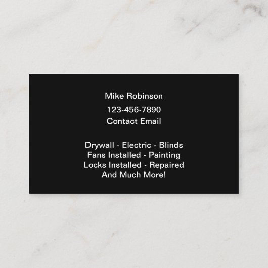 Einfache, fette Handyman Style Business Cards Visitenkarte (Rückseite)