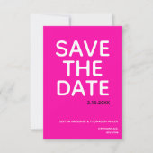 Einfache fette, hellrosa Typografie Save The Date (Vorderseite)