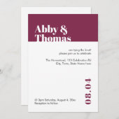 Einfache fette moderne Minimalistische Hochzeit in Einladung (Vorne/Hinten)