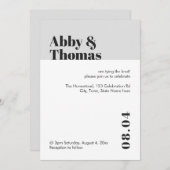 Einfache fette moderne Minimalistische Schwarz-Gra Einladung (Vorne/Hinten)