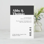 Einfache fette moderne Minimalistische Schwarz-wei Einladung (Stehend Vorderseite)