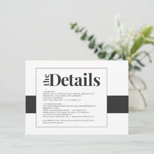 Einfache fette Schwarz-Weiß-Details für eine klein Begleitkarte (Stehend Vorderseite)