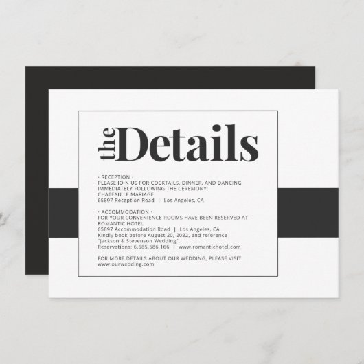 Einfache fette Schwarz-Weiß-Details für eine klein Begleitkarte (Vorne/Hinten)