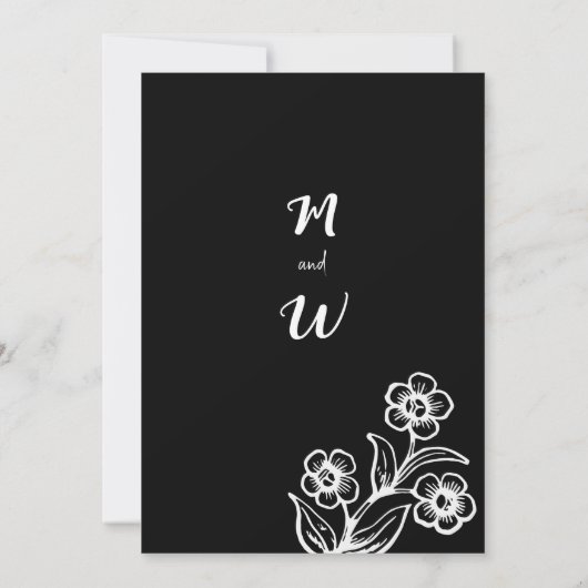 Einfache, fette Schwarz-weiße Typografie Einladung (Rückseite)