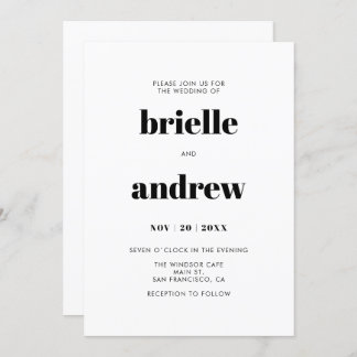 Einfache, fette Serif Wedding Einladung