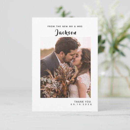 Einfache, fette SkriptWedding Dankeschön Karte (Stehend Vorderseite)