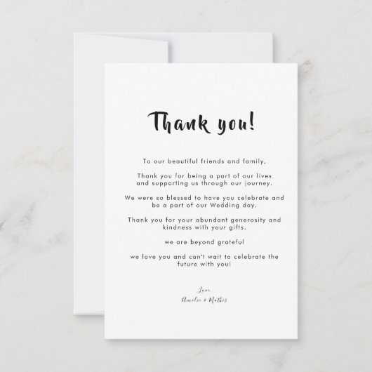 Einfache, fette SkriptWedding Dankeschön Karte (Rückseite)